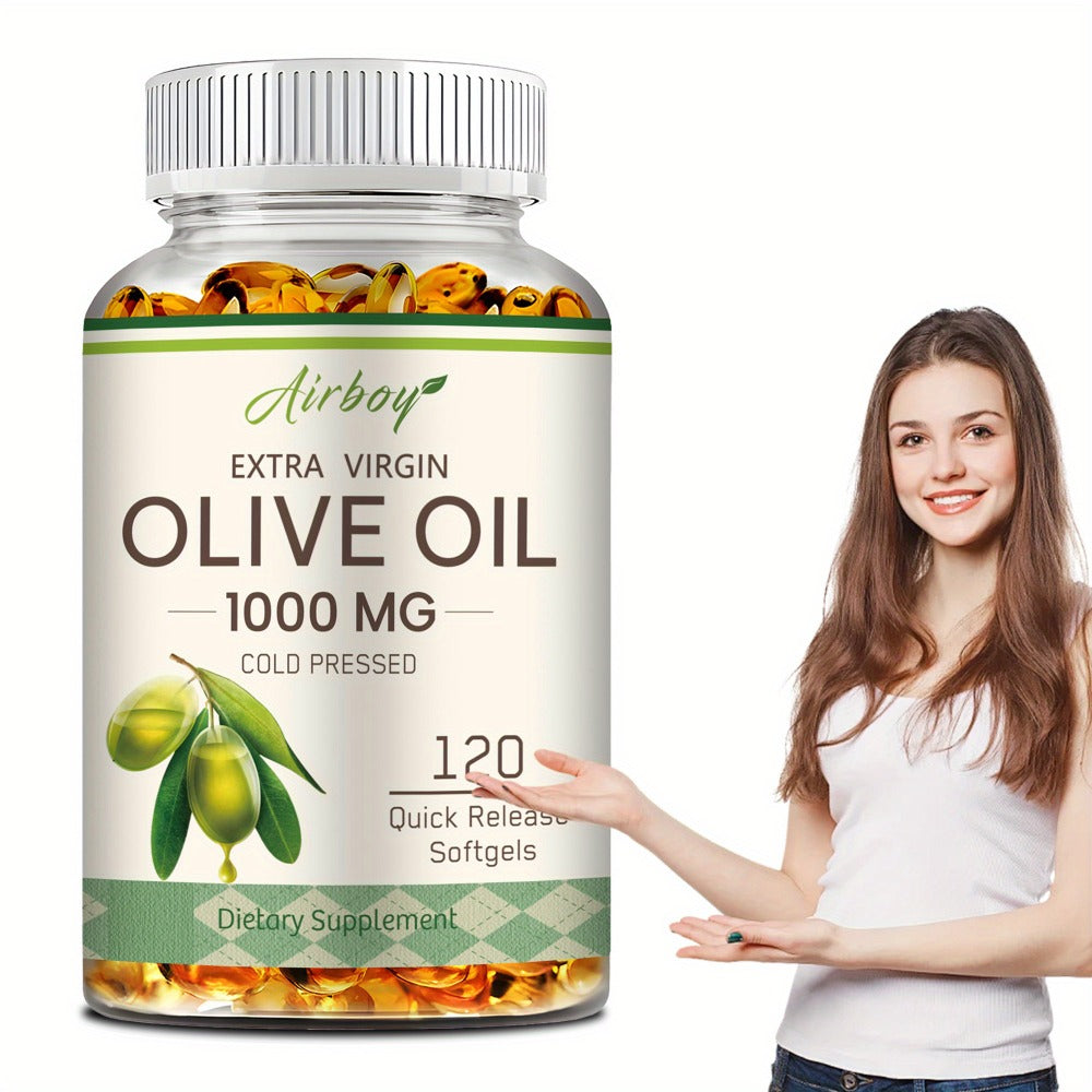 Capsules of Extra Virgin Olive Oil - Containing Omega-9, Omega-6, And Palmitic Acid, Cardiovascular Wellness - High-Quality Supplement - 120pcs