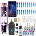 Tattoo Pen Kit - POSEIDON Wireless Tattoo Machine Kit, Tattoo Gun Kit with Tattoo Power Supply and 20pcs Tattoo Cartridge Needles, Complete Tattoo Kit Tattoo Supplies for Beginners