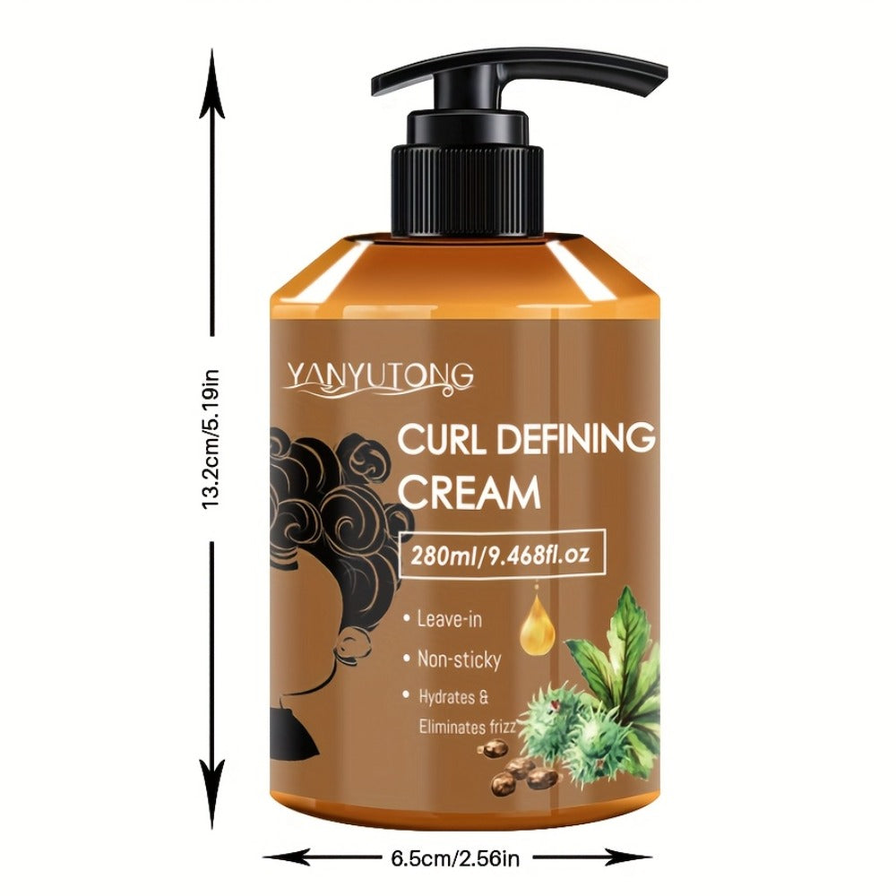 Curl Setting Cream with Castor Oil 280ml - Moisturizing, Long-Lasting Shape & Frizz Control, Non-Greasy Formula for Wavy, Curly & Straight Hair, Adults