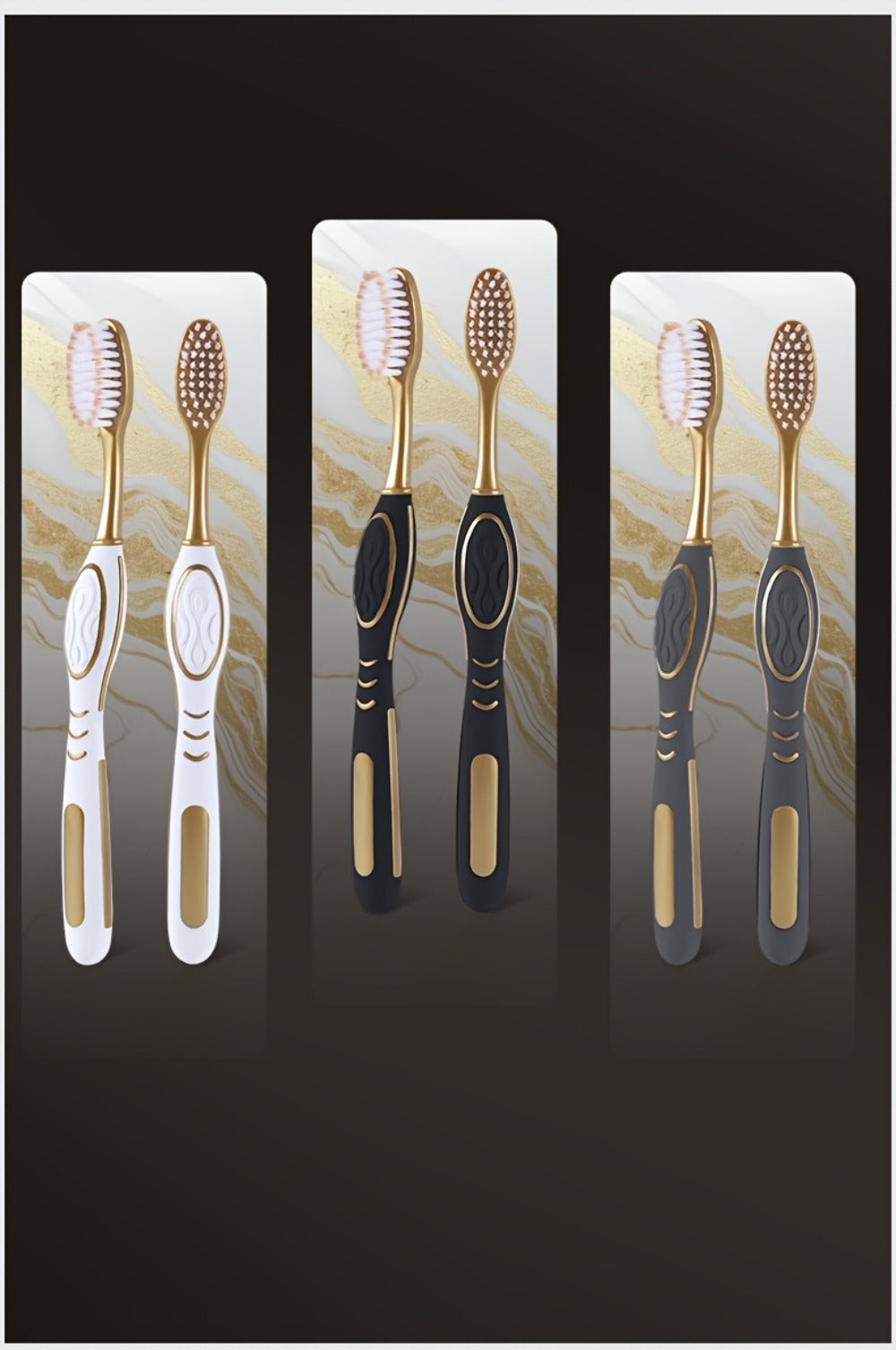GLORYIN [6pcs Travel Set] [6pcs Travel Set X 2] White Platinum Series Olive-shaped Anti-slip Handle Travel Essential Household, Adult, Couple, Soft Bristle Toothbrush.