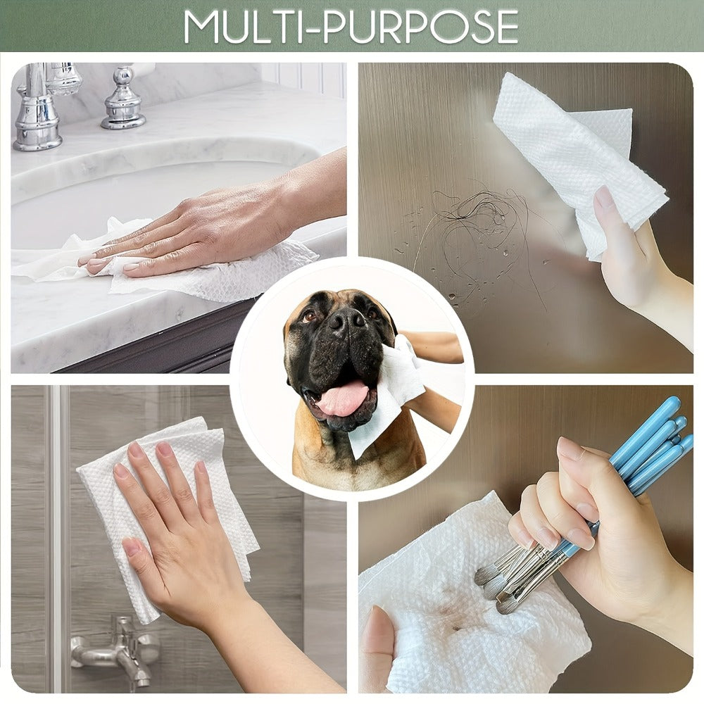 Disposable Bamboo Viscose Fiber Facial Towels, Extra Thick and Soft Cleansing Face Towels, Suitable for Sensitive Skin, Makeup Removal, Cleansing, Care, Travel, 10x12 Inches, 60 Sheets/Box, White