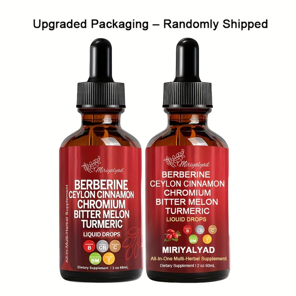 [Natural Plant Supplement] Herbal Liquid Drops With Berberineceylon Cinnamonchromiumbitter Melonturmeric | Natural Plant-Based Supplement | 2 Fl Oz Dietary Supplement