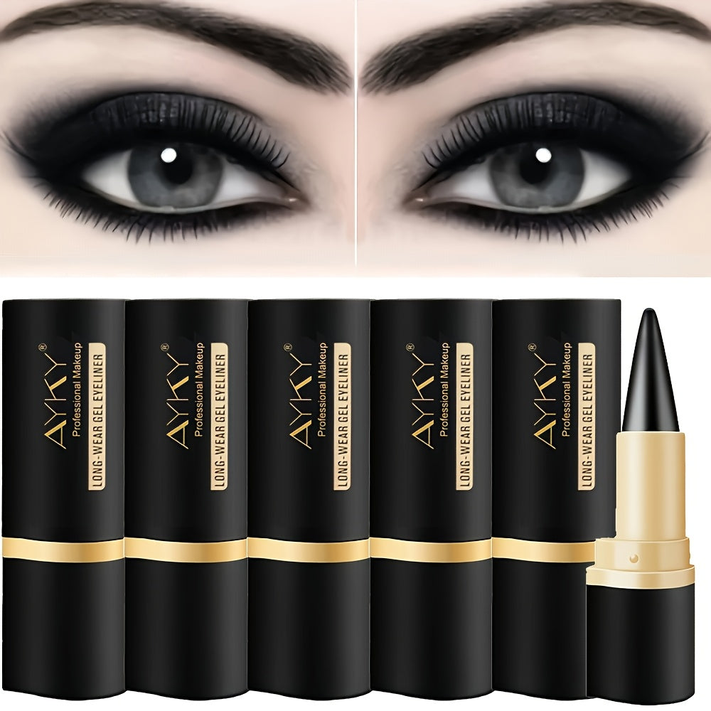 6-Pack Christmas Solid Matte Black Eyeliner - Smudge-Proof, Waterproof, And Fade-Resistant, Perfect for Beginners - Easy-To-Apply, Long-Lasting Cream Formula Winter Makeup Valentines Day Gifts
