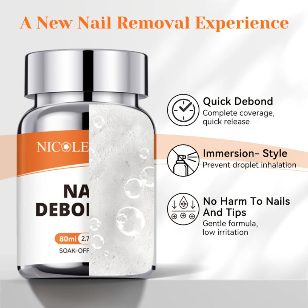 NICOLE DIARY 2.71oz Nail Debonder Remover for Press on Nails Nails Rhinestone Remover Tools Quick Remover 3-5s Soaking Liquid False Nails Tips Easy to Remove