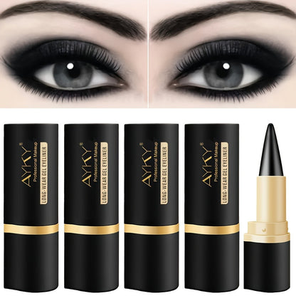 Black Eyeliner Pencil – 5-Pack Waterproof Smudge-Proof Matte Eyeliner, Long-Lasting Cream Formula, Fade-Resistant, Easy to Apply for Beginners, Solid Liner Set