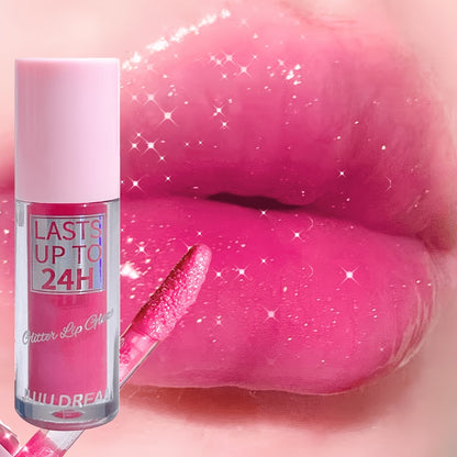 Lip Gloss & Lip Stain Set — Waterproof 24H Long-Lasting, Glitter Shine, Moisturizing Lip Oil, Berry Coral Pink Red Shades, High-Impact Color for Festivals & Everyday Glam