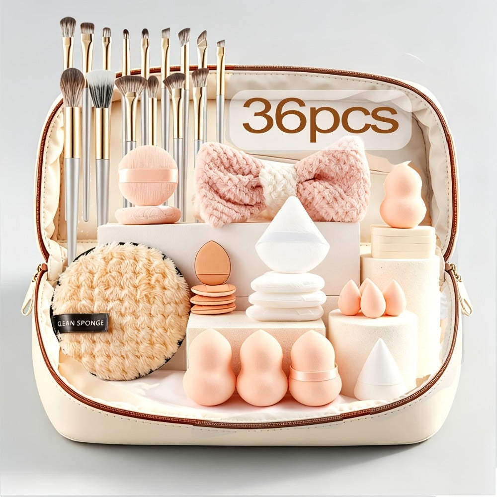 49/36pcs Professional Makeup Brush Set, Super Soft Nylon Bristles And Concealer/contour Sponge - Wet/dry Use, Complete Size Expandable Box, Eyeshadow Blending Kit, Powder, Contour, Highlight, Eye High-quality Makeup Brush Set, Makeup Brush Set