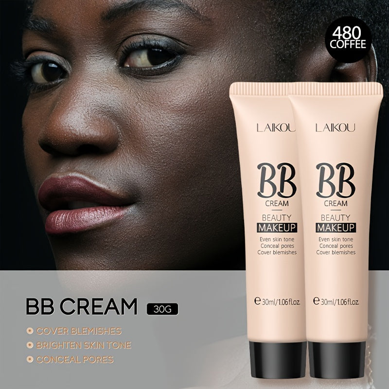 BB Cream 2PCS Set by LAIKOU – Waterproof Long-Wearing Foundation with Pore-Minimizing & Blemish-Covering Concealer, Glycerin-Infused Formula, 9 Shades, 30ml/1.06fl.oz Each