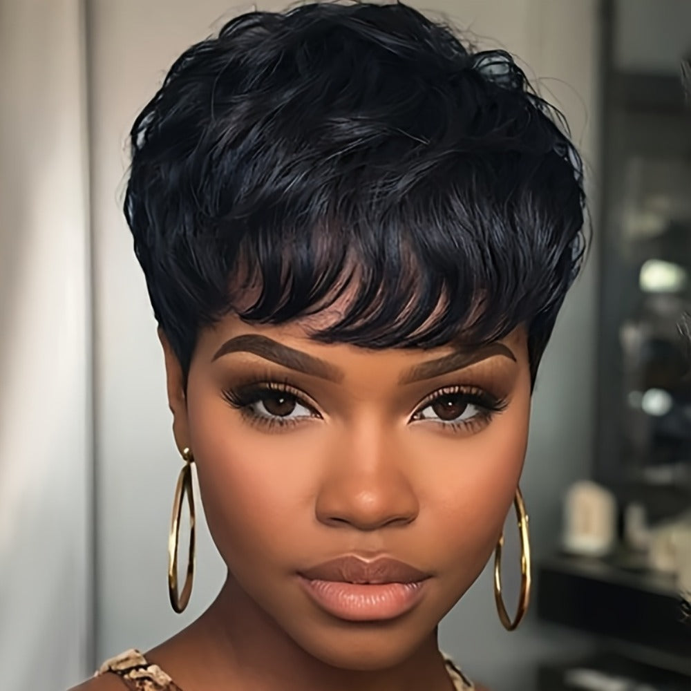 Short Body Wave Synthetic Wig with Bangs – Rose Net Cap Colorful Fashion Wig for Women, Available in Orange, Purple, Wine Red, Green, Blue & Brown, Lightweight Daily Wear, 6 Inch