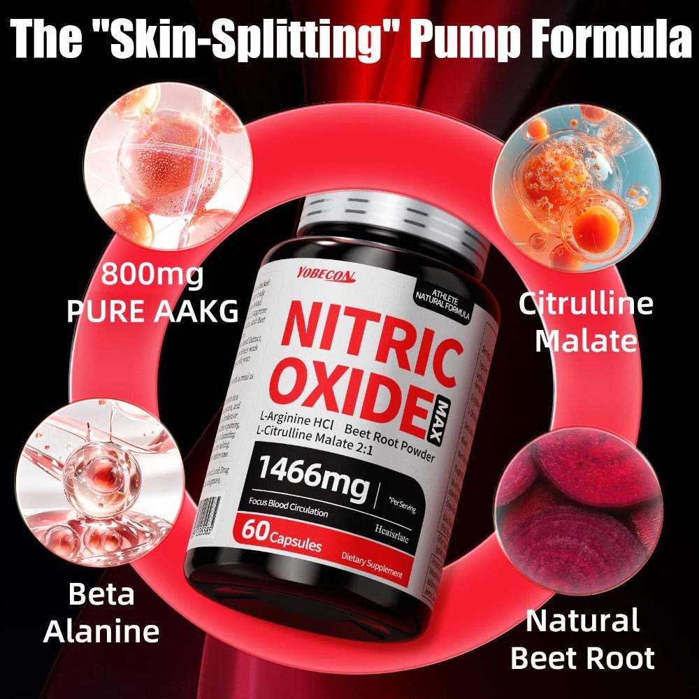 Maximum Load 10-in-1 Nitric Oxide Supplement, Containing 1466 for MG AAKG, L-arginine, L-citrulline, Beetroot, Suitable As A Christmas Gift, Applicable for Office Workers, Fitness Enthusiasts, Adults, Men And Women