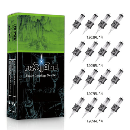 Tattoo Cartridge Needles 16pcs Froinage Mixed Models High Transparency Tips Secure Assembly Adjustable Threading Sterile Disposable for Tattoo Pen Machine Artists Beginners