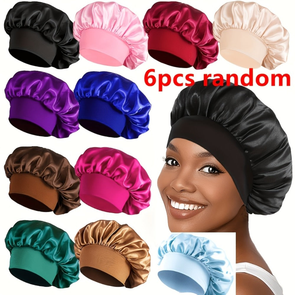 Shower Caps 6 Pack Unicorn Colorful - Adjustable Reusable Printed Shower Cap with Elastic Band for Women, Spa, Salon, Bath & Travel | Waterproof Hair Cap Set