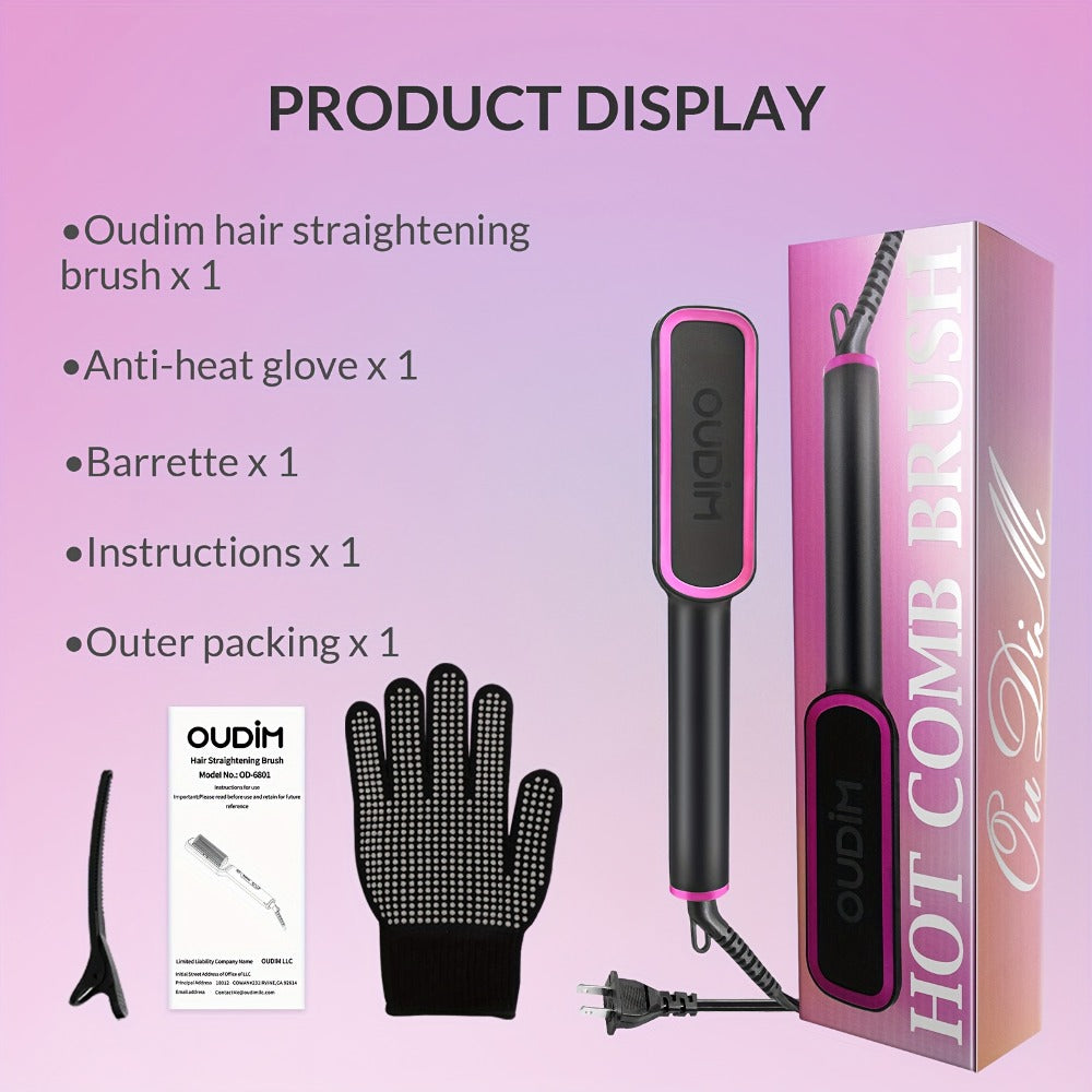 Hair Straightener Brush, Ionic Hair Straightening Brush Flat Iron For Women, Anti-Scald Straightening Comb For Home Salon, Precise Temperature Control, Auto Shuts Off, Holiday Essentials, Gifts For Mother'S Day, Girl Stuff, Wow Hair Products