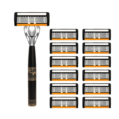 Men's Razor 6-Layer Blade Refill Kit with Handle - Smooth Precise Shaving Cartridge Razor for Men Multiple Refill Options 6 12 24 30 36 Blades High-End Shave