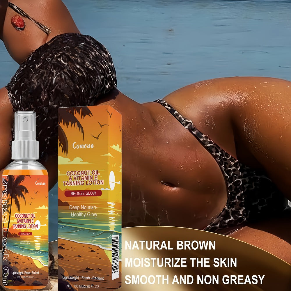 Coconut Oil Self-Tanning Spray: Achieve a Bronze Glow And Get a Sun-Kissed Complexion Quickly And Easily. This Indoor Self-Tanning Spray Provides Hydration And Nourishment, Comes in a Portable Bottle, And Lets You Tan Without The Sun