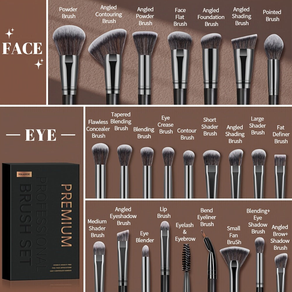 MAANGE 25pcs Professional Makeup Brush Set Paper Box Packaging Foundation Brush Blush Brush Eyeshadow Brush Basic Beginner Makeup Tools Soft And Fluffy Women's Facial Makeup Suitable for Daily Travel Campus Portable