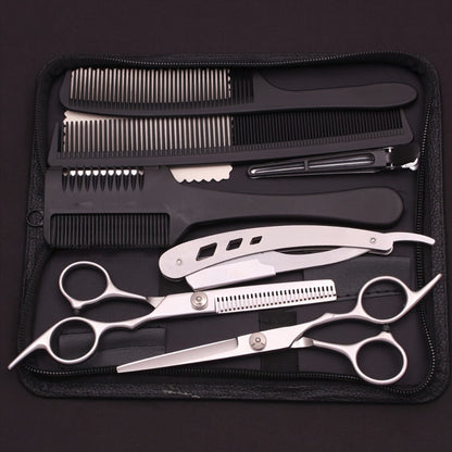 Hair Cutting Scissors & Thinning Shears Set — 6.0" 4CR Stainless Steel 62HRC, 20-30% Thinning Rate, Hairdressing Comb & Razor Included, Salon & Home Use