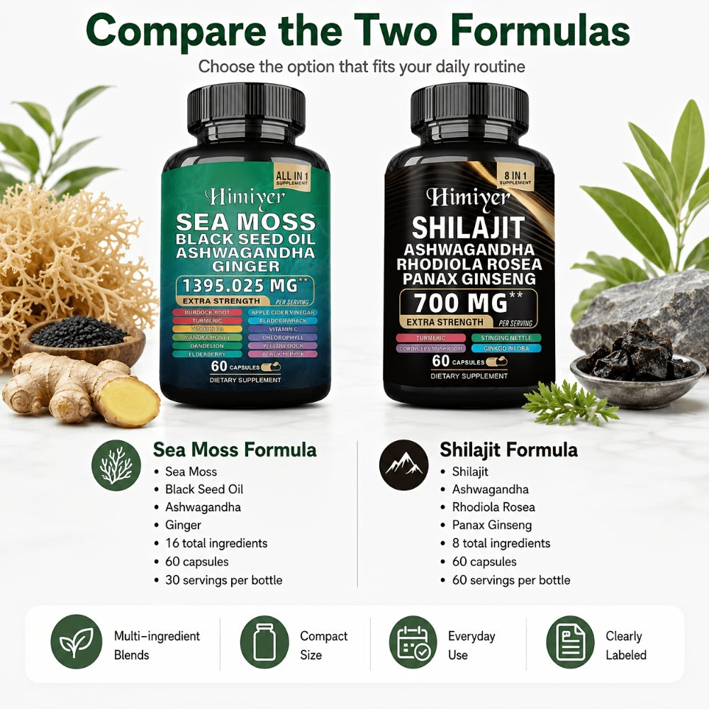 Sports Health Pack, Shilajit And Seamoss Ginger South African Drunken Eggplant Capsule, Sea Moss 350 Mg, Black Seed Oil 200 Mg, Ashwagandha 200 Mg, Ginger And Shilajit 300 Mg, Rhodiola Rosea 100 Mg, 1395mg+700mg Complete Supplement