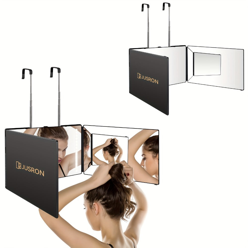 360-Degree Viewing Angle Hair Cutting Mirror, 3-Way Self Haircut Mirror with Clear Anti-Fog HD Glass, USB Rechargeable, Plastic Frame, Beauty And Personal Care Mirror, Wedding Gift, Triple Fold Mirror, Limited Time Discount, Wedding Easter Gifts