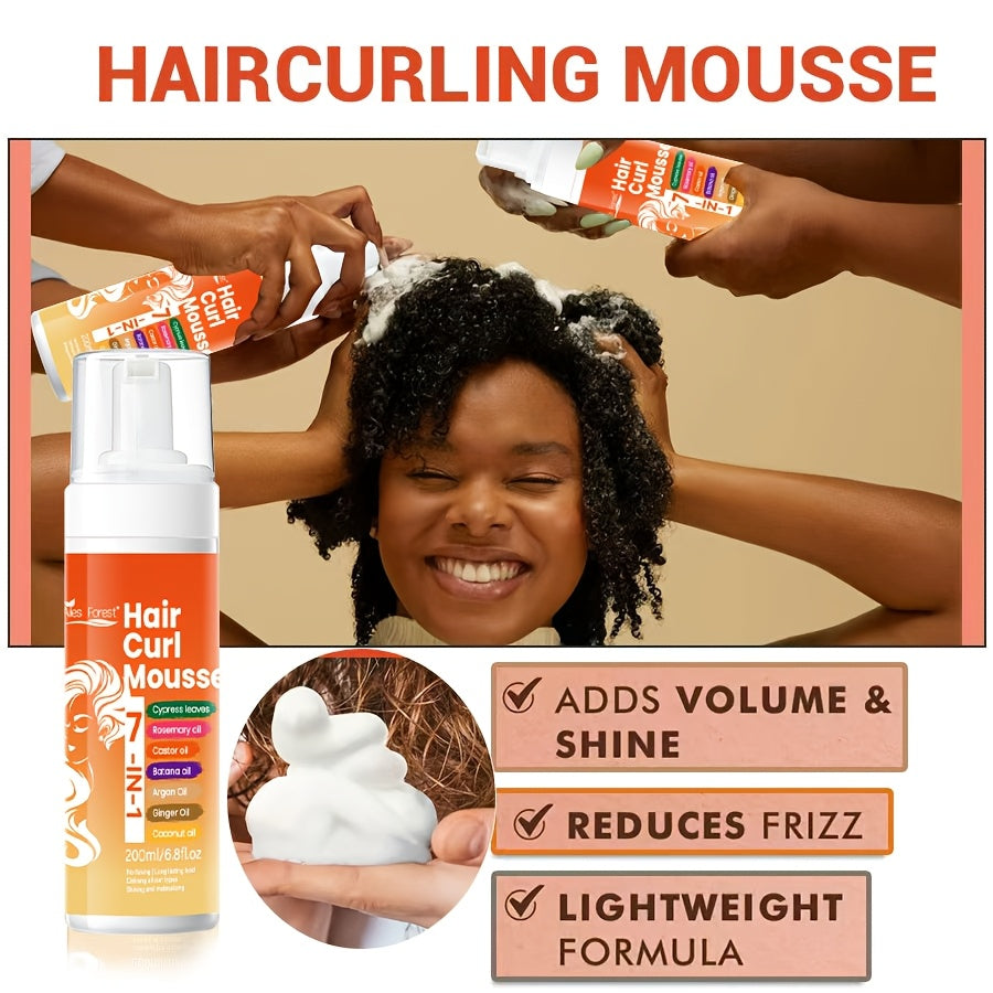 Curly Hair Foam 6.76oz, Natural Fluffy, Moisturizing And Smoothing Hairdressing Agent, Creating Soft Fluffy Elastic Curly Hair, Hair Care for Men And Women, Suitable for All Hairstyles, Beauty Tools Gifts for Valentine's Day, New Year Gifts for Her