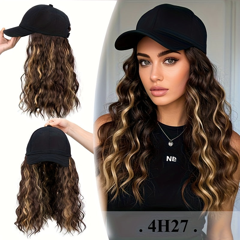 Heat-resistant Women's Black Synthetic Wig - Long Curly Wavy Hair Extensions with Adjustable Baseball Cap, Cosplay, Weddings, And Filming - Natural Volume And Elastic Net Base Ensure A Secure Hair Colors And Occasions, Cosplay Accessories