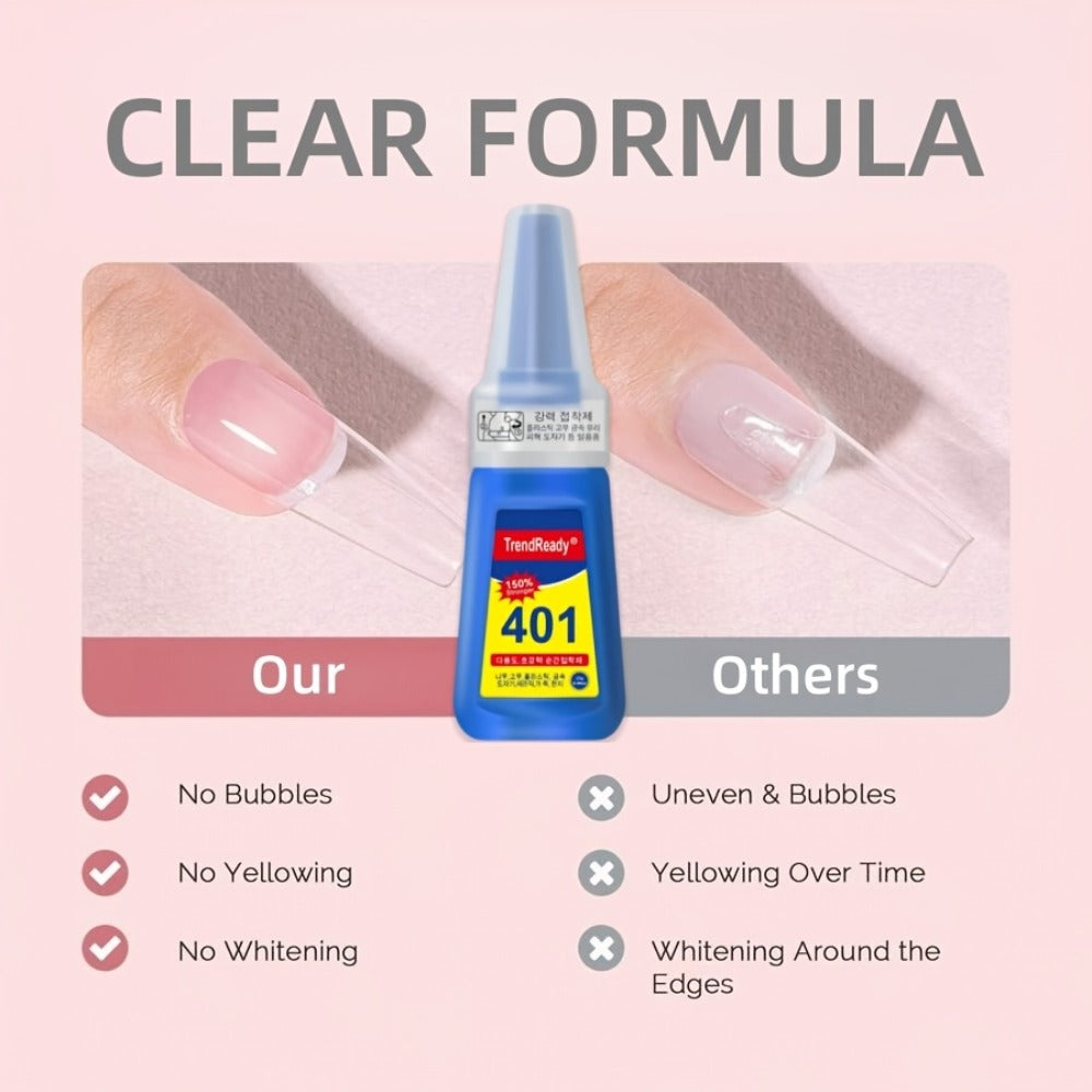 8-Pack/6-Pack/4-pack/2-Pack Extra Strong & Waterproof Nail Adhesive with Nail Stickers | 0.85oz Bottles with Dropper Tip | Quick-Release, Long-Wearing | Alcohol-Free Salon Formula | Multi-Use: Nails, Fabric, Repairs | Super Glue, Nail Glue