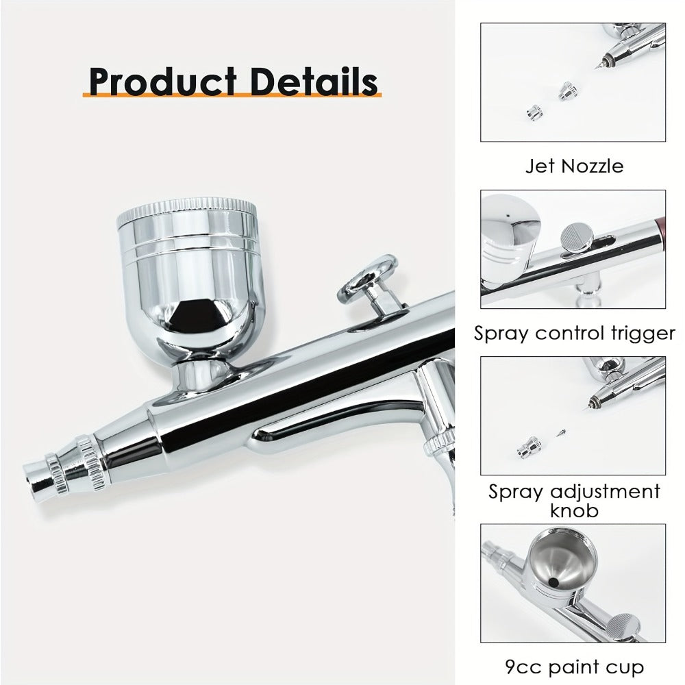 Airbrush Kit - Airbrush Gun Set Dual-Action Gravity Feed with 0.3 And 0.5Mm Needle Sets - Air Brush Set with 7CC 20Cc 40Cc Replacement Cups for Nails Model Painting Cake Tattoo Makeup