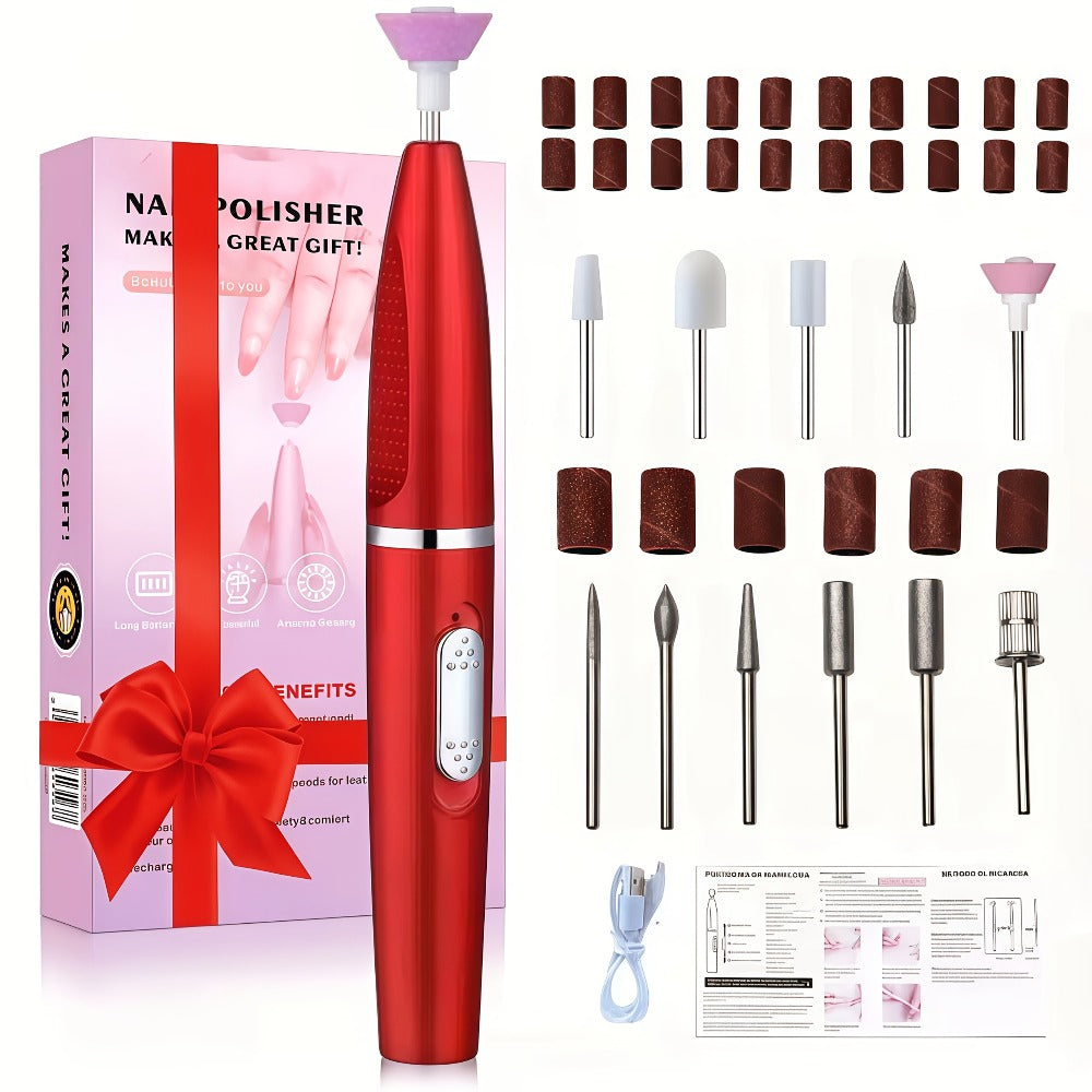Portable Electric Nail Grinder, Acrylic Nail Set, Professional Nail Polish Kit with Variable Speed Electric Nail File Tool Suitable for Gel Nails, Includes 11 Interchangeable Heads for Pedicure Polishing And Removal