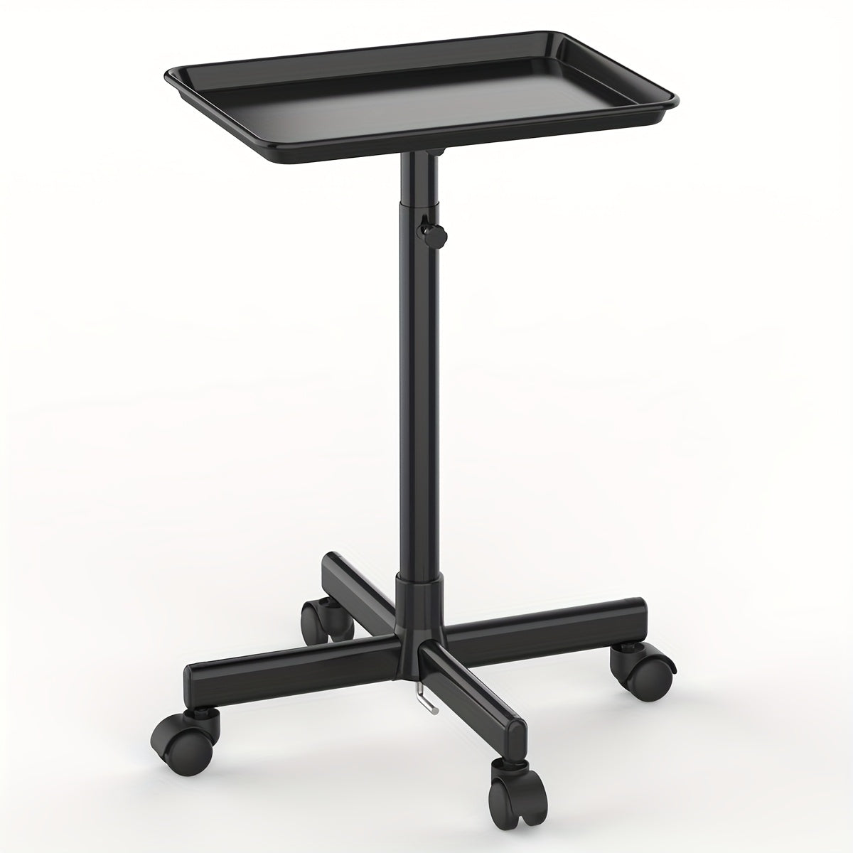 Salon Rolling Tray Cart on Wheels - Adjustable Height 30"-42" Salon Trolley with Removable 18"x13" Tray, 360° Swivel Casters for Hair Stylist Tattoo Esthetician Dentist, Gold & Black