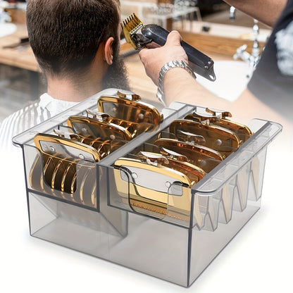Barber Tool Organizer – 8-Slot Clear Plastic Storage Box for Hair Clippers, Scissors & Grooming Accessories | Transparent Salon Organizer for Home & Professional Barber Use