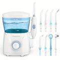 FC166 Water Flosser for Teeth/Braces, 20.29oz Large Capacity, 10 Adjustable Pressure Levels, 8 Family Nozzles, Professional Oral Irrigator for Teeth Cleaning, Electric Household Desktop Water Flosser and Electric Toothbrush, Birthday Gift