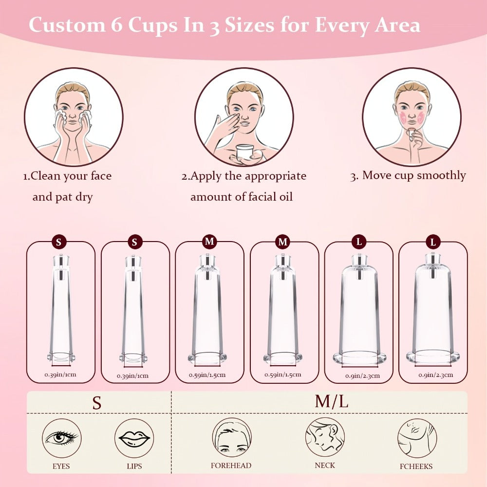Electric Facial Cupping Set, 3-in-1 Cupping And Massage Tool, 3 Cups for Face, Neck And Eyes, Perfect Facial Set with 2 Modes 9 Levels Of Suction 5 Frequency Facial Cupping Tool, Unique Gift for Women Travel Essential Items, The Perfect Gift for Mom.