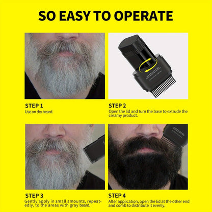 Beard Dye Pen Waterproof Beard Color Stick - Sevich 2-in-1 Disposable Washable Beard Hair Filler Pen with Brush for Men Mustache Styling Natural Gentle Look