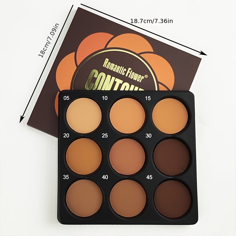 9 Tone Contour And Concealer Palette, Medium And Deep Tone, Create Natural 3D Makeup Effect, Matte Effect, Waterproof And Sweat Proof, Oil Control Foundation Make-Up And Eye Shadow, Suitable for All Skin Types, Eye Shadow Primer | Fashion Design | Wa
