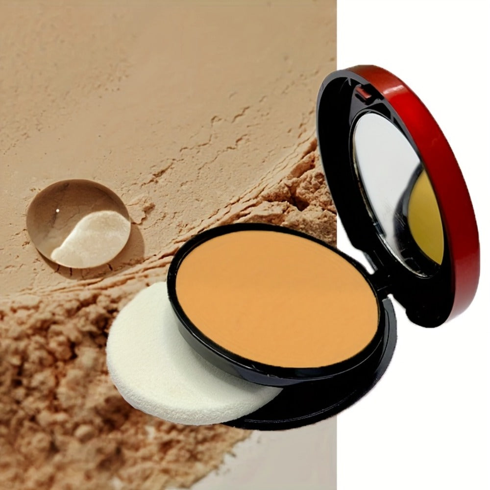 Contour & Foundation Powder Palette 6 Shades Matte Full Coverage Oil Control Waterproof Blush Bronzer Highlighter with Blending Puff Light to Dark Natural Finish