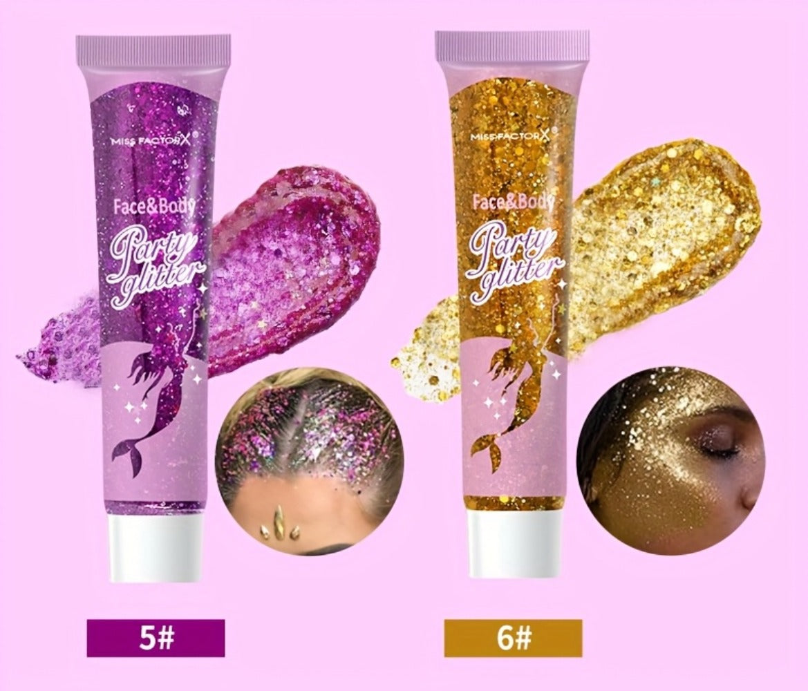 10 Color Set Face & Body Glitter - Cosmetic-Grade Holographic Glitter Gel - Makeup For Festivals, Raves, Anime Cosplay - Safe For Face, Easy Application & Removal