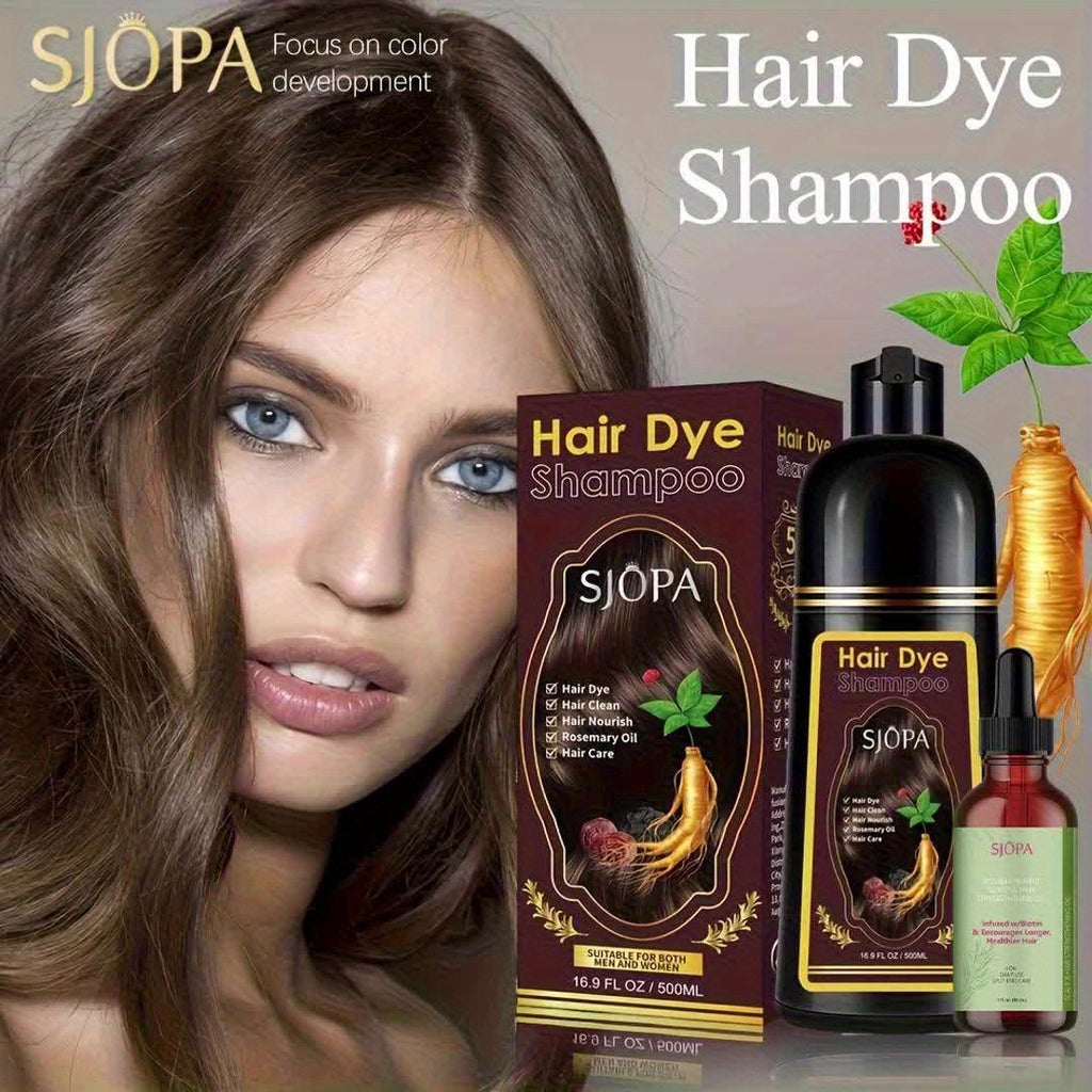 Hair Dyeing Kit, 16.91 Oz Hair Dyeing Shampoo, 3 in 1, 0.03/1.01 Oz Rosemary Hair Care Oil, Gentle on Skin, Natural And Safe Formula, Quick Hair Dyeing Oil The Perfect Christmas Gift