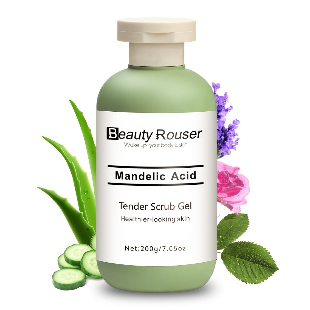 Body Scrub Gel with Aloe Vera, Rose & Chamomile Extract — Deep Cleansing Exfoliating Scrub for Face & Body, Unclogs Pores, Softens & Moisturizes, Unisex, 200g / 7.05 oz