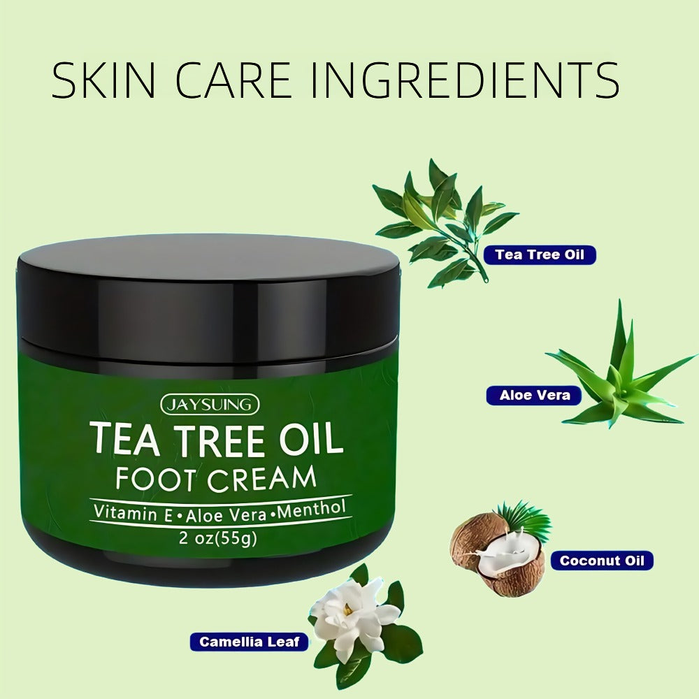 2pcs Tea Tree Oil Hand & Foot Care Cream, Suitable for Dry And Rough Skin, Containing Vitamins, Coconut Oil, And Plant Extracts. It Soothes And Moisturizes Feet, Leaving Skin Smooth. Ideal Gift Choice