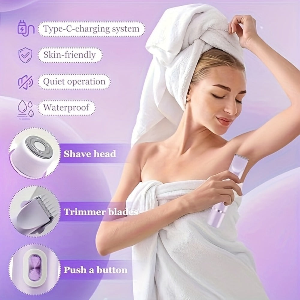 Bikini Razor Electric 2-in-1 Women Dry Wet Face Shaver USB Rechargeable - Painless Hair Removal for Bikini Line Underarms Legs Arms Face Portable Lady Shaver Gift
