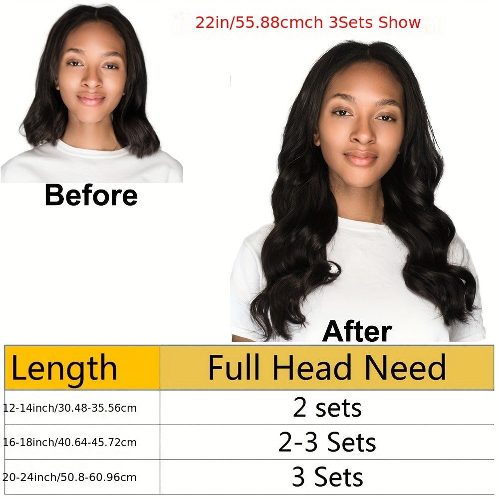 Clip In Human Hair Extensions Body Wave 8pcs 120g Full Head Real Human Hair Clip Ins Women Natural Black 1B Straight 12-26 Inch Thick Voluminous Seamless Blend