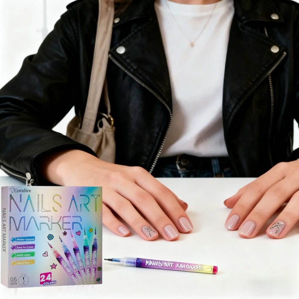 1Set 24-Color Nail Art Pens, Nail Art Pen, 3D Doodle Nail Art Pen, Nail Art Pen Set, Quick Drying, Suitable for Home And Salon, Details And Design