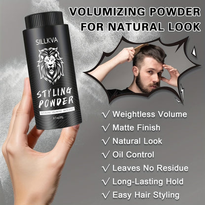 Hair Volumizing Powder for Men & Women - Oil Control Matte Finish, Lightweight Non-Buildup Formula, Natural Flexible Hold, Long-Lasting Root Lift & Volume Boost, 0.71oz / 20g