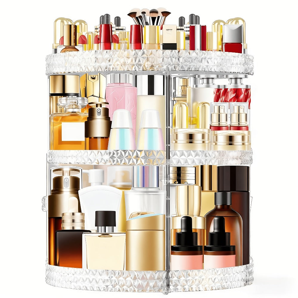 [Makeup Organizer Stand] 360 Degree Rotating Makeup Stand, Large Capacity Makeup Product Storage Box, 7 Adjustable Layers, Perfume Organizer, Bathroom And Bedroom Dressing Table