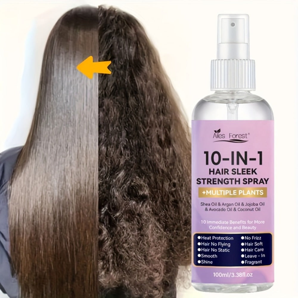 Hair Care Spray 10-in-1 No-Rinse Leave-In Conditioner — Fragrance-Free, Anti-Frizz, Detangling, Shine-Boosting, Plant-Based Formula for Dry Damaged Hair, All Hair Types, 100ml