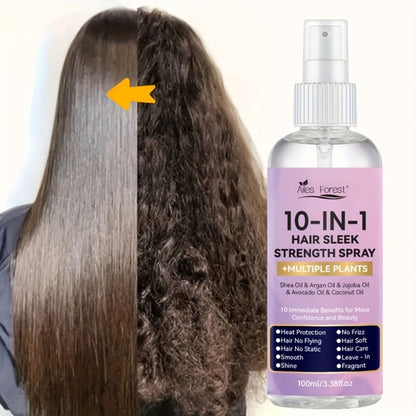 Hair Care Spray 10-in-1 No-Rinse Leave-In Conditioner — Fragrance-Free, Anti-Frizz, Detangling, Shine-Boosting, Plant-Based Formula for Dry Damaged Hair, All Hair Types, 100ml