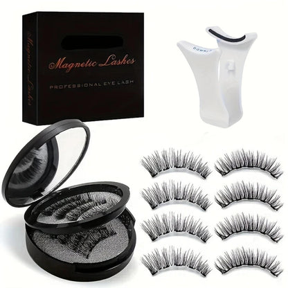 3D Magnetic Lashes 8Pcs Reusable Double Magnetic False Eyelashes Set – Waterproof with Clips & Glue, Natural Look Easy to Wear for Women, Daily Wear, Parties & Special Occasions