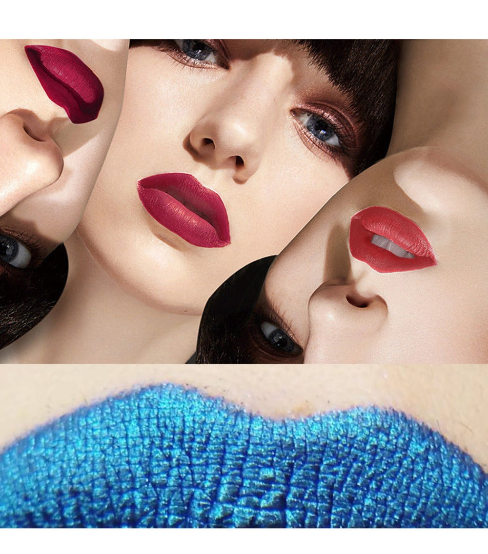 Matte Lip Gloss Set 3pcs Waterproof Long-Lasting Smudge-Proof Liquid Lipstick - Electric Blue Cobalt Shades Vegan Formula All Skin Tones Bold Lip Makeup Women