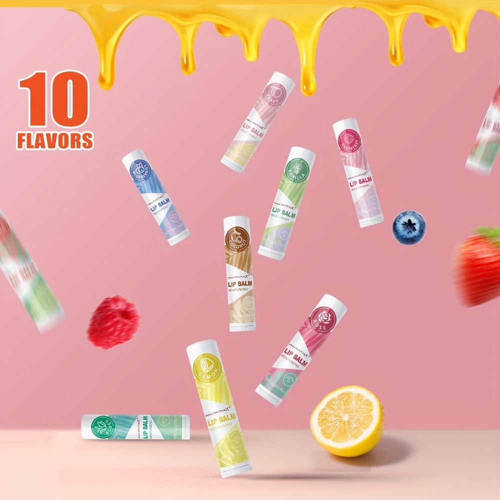 [Moisturizing Lip Balm Set] 50pcs/Box Moisturizing & Hydrating Lip Balm Set | Day and Night Use, Fruit Flavored Lip Care for Autumn-Winter Cracked Lips, Perfect Holiday Gift Choice, Unique Gift Pack
