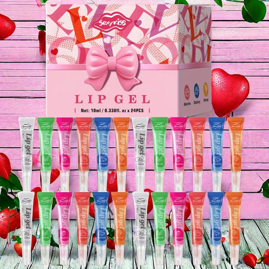 Luxury Lip Balm Collection of 24pcs in a Box And Glossy, Ideal for Chapped Lips, Perfect Valentine'S Day Gift for Her